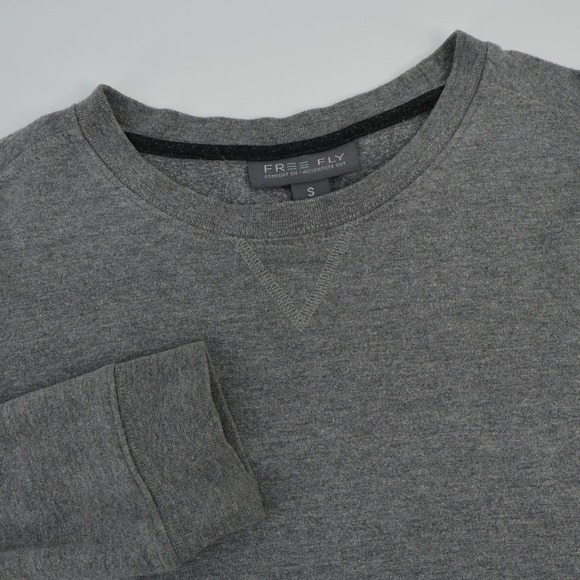 Free Fly Bamboo Crew Neck Long Sleeve Heather Gray Sweatshirt Shirt Mens Small - Picture 1 of 6